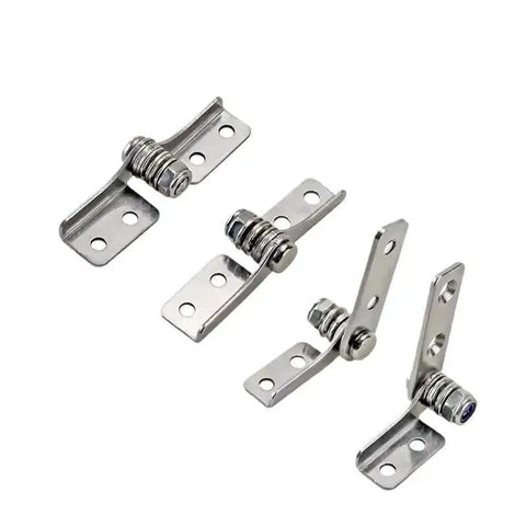 Five-piece stainless steel damping hinge set with mounting plates and adjustable torque