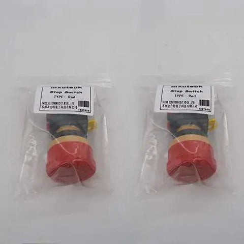 Packaged Red Mushroom Emergency Stop Push Button Switch 22mm Mount Hole 2NC Latching 600V AC 10A 40mm Button for Industrial Safety
