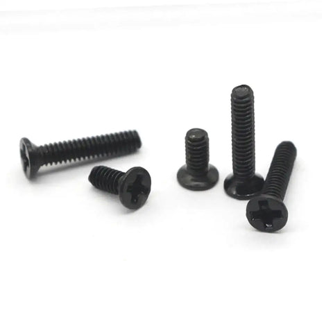 Miniature Screw Set With Countersunk Flat Head Screws In Transparent Storage Box For Glasses Watches Diy Projects And Repairs Small Hardware Kit For Professionals And Diy Enthusiasts, featuring black screws