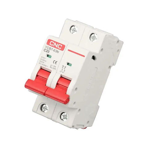 63 Amp Two Pole DIN Rail Mount AC Circuit Breaker With Thermal Magnetic Trip 120V 240V Curve C Solar Disconnect MCB
