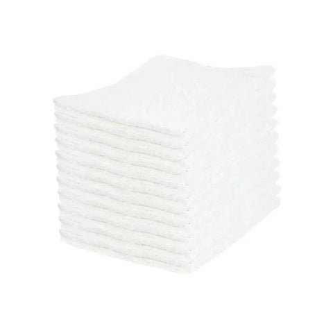 Stack of Virgin Terry Cotton Towels Pack Of 60, 14 By 17 Inches, White, Medium Lint, Terry Cloth Bath And Kitchen Towels For Home