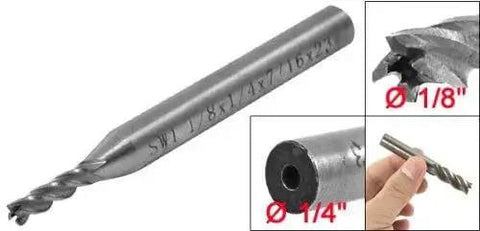 End Mill Tool For Metal And Wood Cutting One Eighth Inch Cutting Diameter Four Flute Straight Shank High Speed Steel HSS AL End Mill Bit