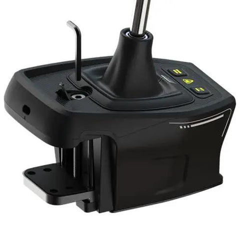 Turtle Beach VelocityOne sim racing shifter and handbrake, black, front view.