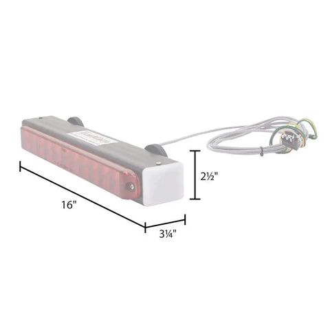 Discount Ramps hitch cargo carrier LED tail light kit with magnetic mount; red LED strip, gray housing, 16 inches long.