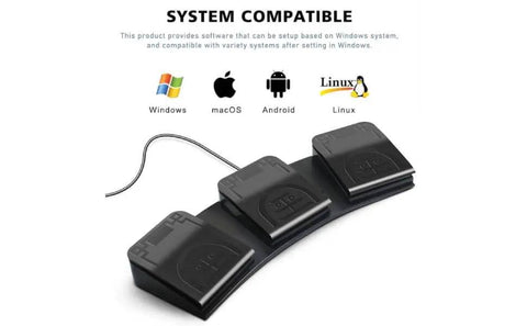 Three Key USB Foot Pedal Programmable Foot Switch For PC, compatible with Windows, macOS, Android, and Linux systems