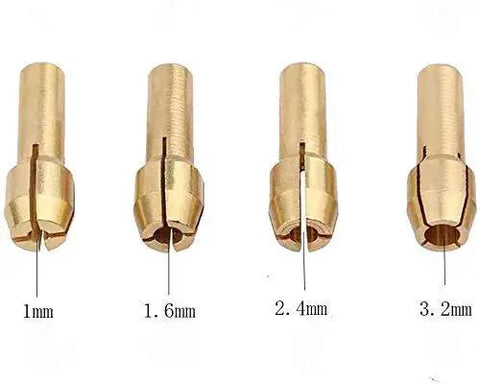 Nine Piece Brass Collet Set For Dremel Rotary Tools With Four Claw Grips Heat Treated Copper Collets And Nut Kit in various sizes