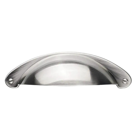 10 Pack 3 Inch Cabinet Cup Pulls In Brushed Nickel For Kitchen Cabinets And Furniture, shown in satin finish front view.