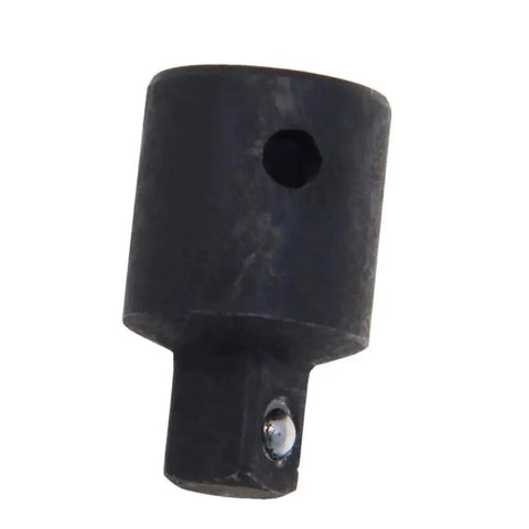Close-up view of black 1/2 in F to 3/8 in M impact socket adapter, Cr-V.