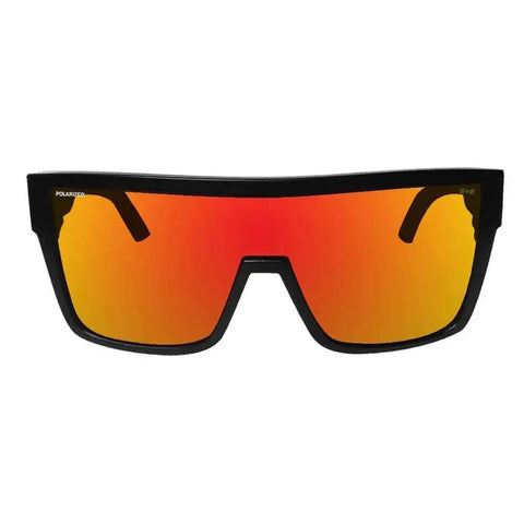 Front view of Go-To Safety Sunglasses With Polarized Mirror Lenses ANSI Z87 Plus Certified UV 400 Protection Black Frame
