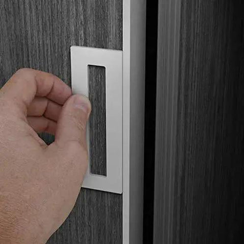 Sliding Aluminium Barn Door Handle With Self Adhesive Edge For Pocket Closet Doors Complete Kit Two Pack Silver Screwless Peel And Stick Installation No Drilling Required Easy Fit On Cabinets Windows Drawers And Furniture
