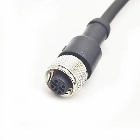 M12 4 Pin A Code Male To Female Connector Cable 1 Meter Waterproof IP67 showing cylindrical metal and plastic connector end.