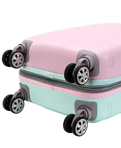 Melbourne Hardside Expandable Carry-On Spinner Luggage Mint 20 Inch durable ABS shell with spinner wheels and pink and mint colors