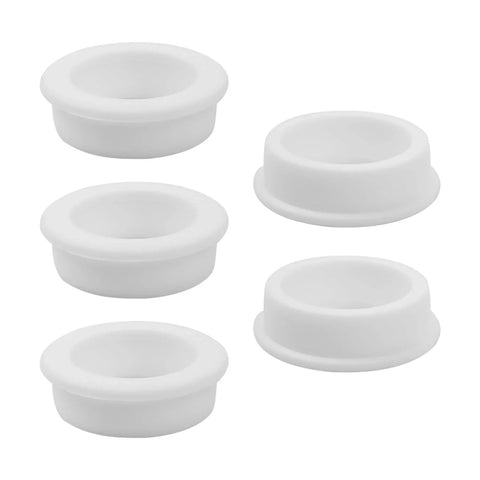 5 Pack White Silicone Top Hat Grommets For Automotive Firewall And Wiring Protection Displayed in Set of Five