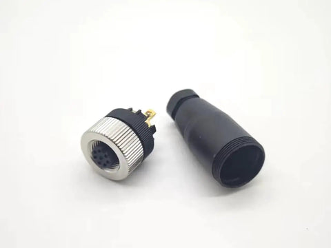 M12 A Code Waterproof Circular Cable Connector With Field Installable Screw Termination Unshielded Straight 8 Pin Female Aviation Plug