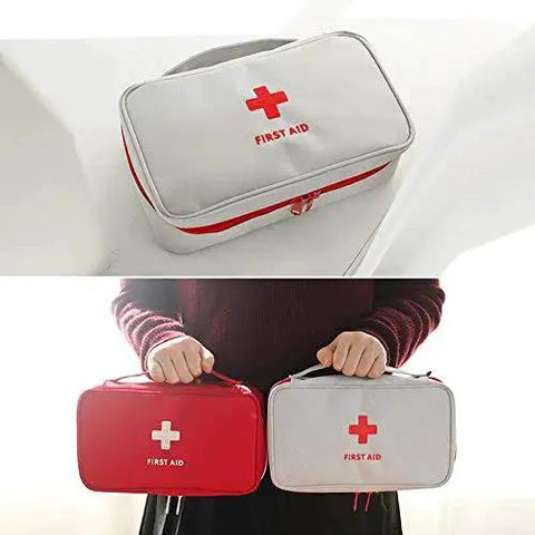 Go-To First Aid Bag For Home And Outdoor Adventures, Lightweight Red Medical Kit Organizer, Empty Portable Pouch With Full Zip