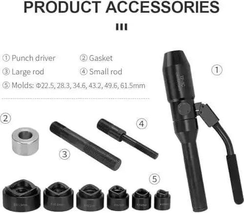 Hydraulic Knockout Punch Kit With Manual Hole Cutter Set For Electric Conduit Includes Six Dies For Clean Holes In Metal Sheets