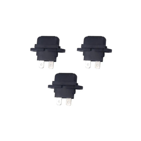 Three black ATC Blade Fuse Holder With Cover Pack of 10 for Car Boat Truck SUV 32V DC Protection, visible fuse slots.