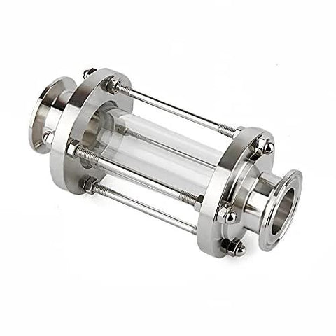 Beduan in-line sight glass with stainless steel tri-clamp ends, 2-inch sanitary flow sight glass