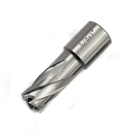 Front view of Powerful Five Eighths Inch Annular Cutter For Magnetic Drill Press One Inch Cutting Depth Three Quarter Inch Weldon Shank