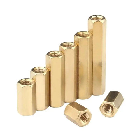 Brass Double Through Female Threaded Hex Standoffs M6x20mm PCB Spacer Set of 5