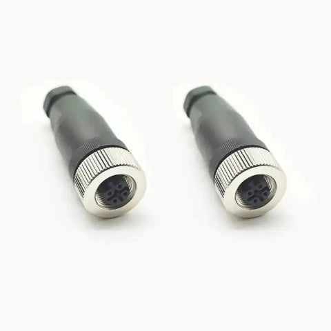 Two Pack M12 4 Pin Female Circular Connector D Code Industrial IP67 Waterproof Field Wireable Sensor Adapter