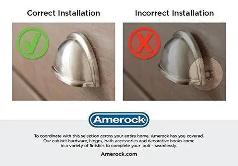 Image showing correct and incorrect installation of Oil Rubbed Bronze Cup Pulls 3 Inch Center To Center Cabinet Hardware.