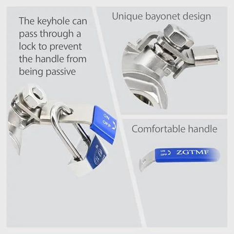 3/4 in stainless steel full-port ball valve with blue vinyl handle and locking device, NPT female x female