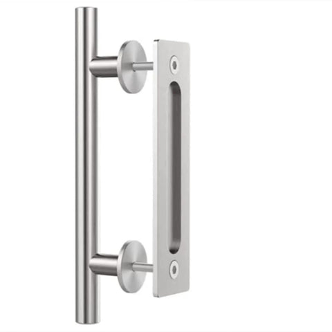12 Inch Stainless Steel Sliding Barn Door Handle Set With Flush Hardware, Double Sided, Anti Rust And Anti Corrosion Finish