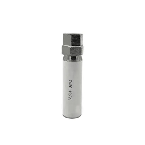 Dual Hex Wheel Lock Key Tool 19mm 21mm for 10 Spline Locks and Lug Nut Removal, silver cylindrical design