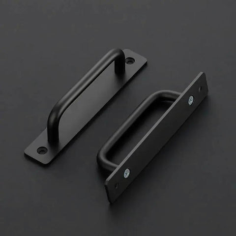 2 Pack Sliding Barn Door Handles Black Zinc Alloy Door Pulls With Plate, 7.1 Inch Long, Rust Resistant for Sliding Closet Doors.