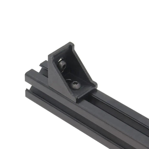 Black 3030 Right Angle Corner Brackets Kit with M6 Screws and T Nuts for 3030 Aluminum Extrusion 8mm Profile installed on frame.