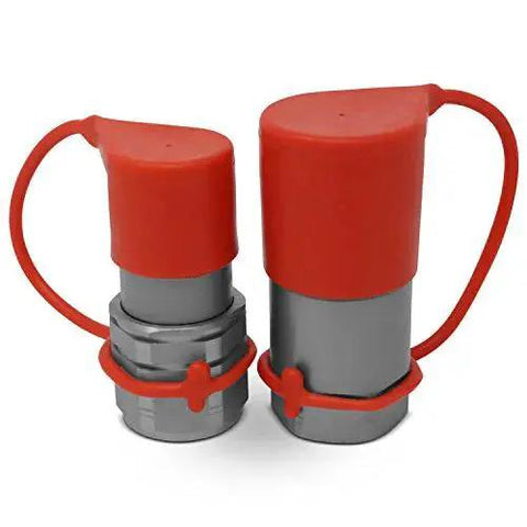 Flat Face Quick Connect Couplers For Skid Steer Half Inch NPT Thread High Flow Two Sets With Dust Caps Interchangeable