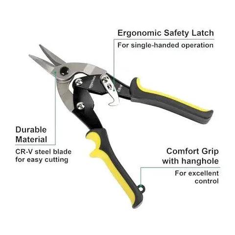 Straight Cut Aviation Snip With High Leverage Design And Serrated Edge Blade For Easy Cutting Of Aluminum Tin And Thin Steel