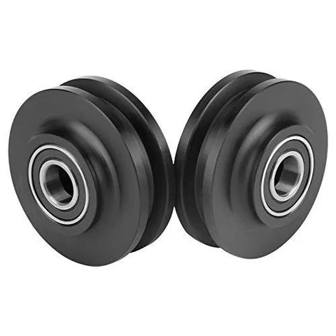 Two-Piece U-Groove Barn Door Wheel Set for DIY Installations, Heavy-Duty Pulley Bearings for Smooth Sliding and Balanced Operation