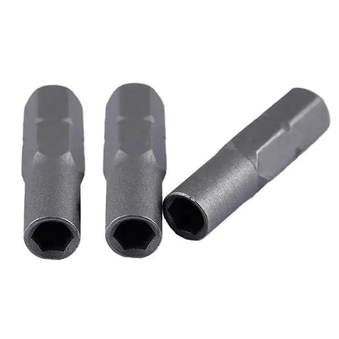 3 Pack Quarter Inch To Micro 6.35mm Hex Socket Screwdriver Bit Adapters, 25mm Long, Magnetic Head Sleeve, S2 Alloy Steel