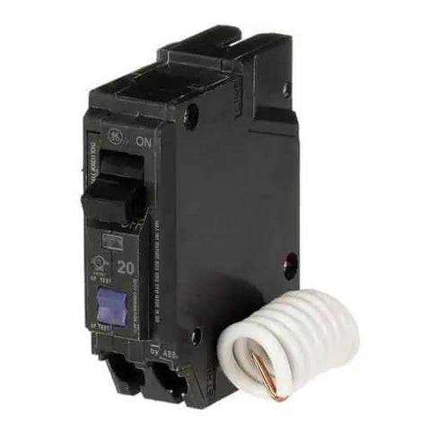 20A Dual-Function AFCI/GFCI Breaker, Single-Pole 120 VAC, Plug-In Q-Line THQL1120DFP, side view