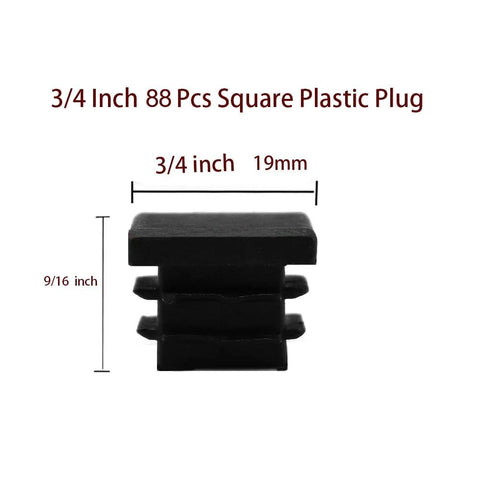 Square Plastic Plug For Three Quarters Inch Tubing Fits Inside Diameter Eleven Sixteenths Inch End Cap Black Polyethylene