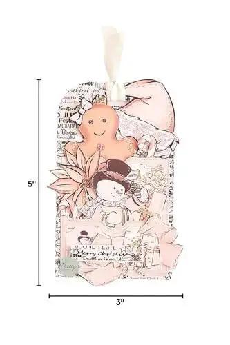 Stitched Pocket Tag Die Cut Set Of 3 For Card Making And Gift Tags, featuring decorative holiday theme on 3x5 inch tag.
