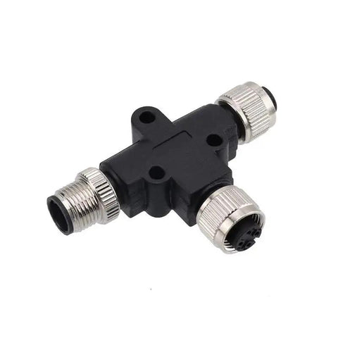 M12 T Type Connector A Code Male To Female Unshielded IP67 Waterproof Field Wired Sensor Plug Adapter, 4 Pin DIY, aviation use