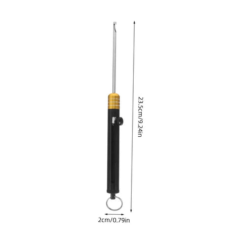 Stainless Steel Detacher Tool For Quick Release And Deep Hook Removal, black handle, 23.5cm long, 2cm wide, versatile fishing gear.