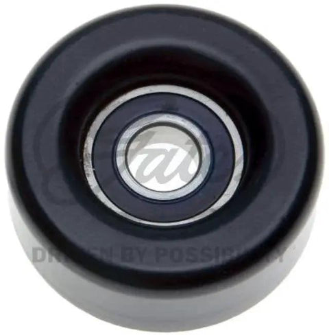 Drive Align Belt Drive Idler And Tensioner Pulley For Cars And Trucks By Gates 38006, showing steel and thermoplastic pulley front view