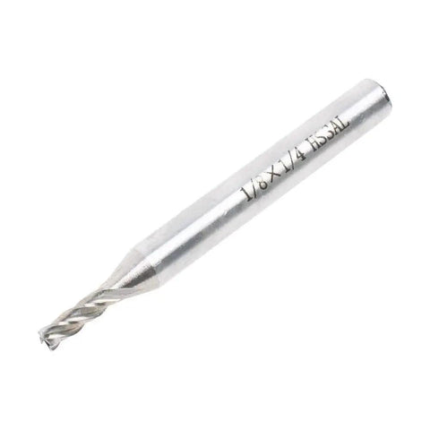 Pro Grade HSS One Eighth Inch By One Quarter Inch Straight End Mill Cutter with TiAlN coating, suitable for CNC milling.