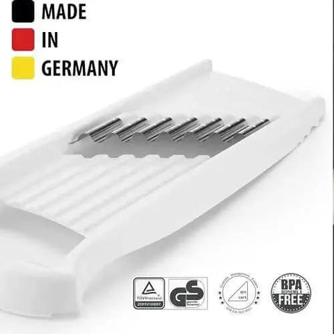 Wave Waffle XXL Crinkle Cutter For Veggies And Fries, Spiral Slicer for crinkle fries, white design, made in Germany, side view