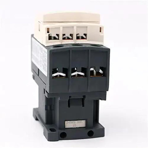 Heavy Duty Three Phase Contactor 25A 120V Coil 3 Pole 3NO 440V AC Contactor for motor control, industrial grade, front view.