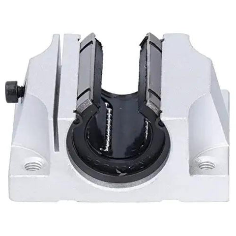 Front view of 20mm Bore Linear Ball Bearing Slide Block for Linear Guide Rails, smooth glide, 68mm L x 51mm W x 31mm H, aluminum alloy.