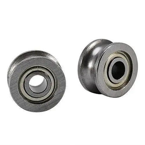 Close-up of two 10Pcs U624ZZ U Ball Bearings Double Shielded Carbon Steel For Rail Track Linear Motion Tiny Yet Tough Mini Bearings