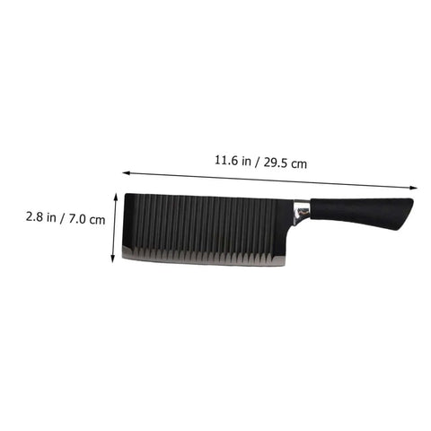 Wavy Chopper Knife Crinkle Cutter For Chips And Veggies Stainless Steel Mandoline Slicer with black handle and dimensions