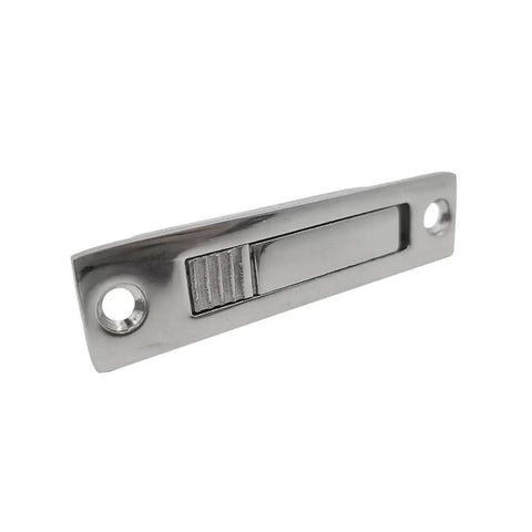 Stainless Steel Pocket Door Pull Handle With Edge Pull Flush Mount Button Style Design for data centers and electrical enclosures, front view.