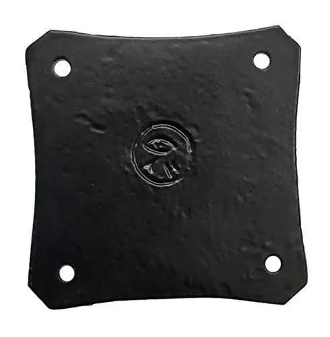 Close-up of Pethahiah Antique Cast Iron Cabinet Ring Drop Pull, 2.5 Inch, Matte Black, showing square base with four mount holes.