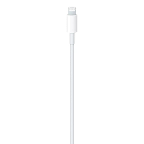Apple USB C To Lightning Cable 1m Fast Charging And Data Sync, close-up view of Lightning connector, white cable